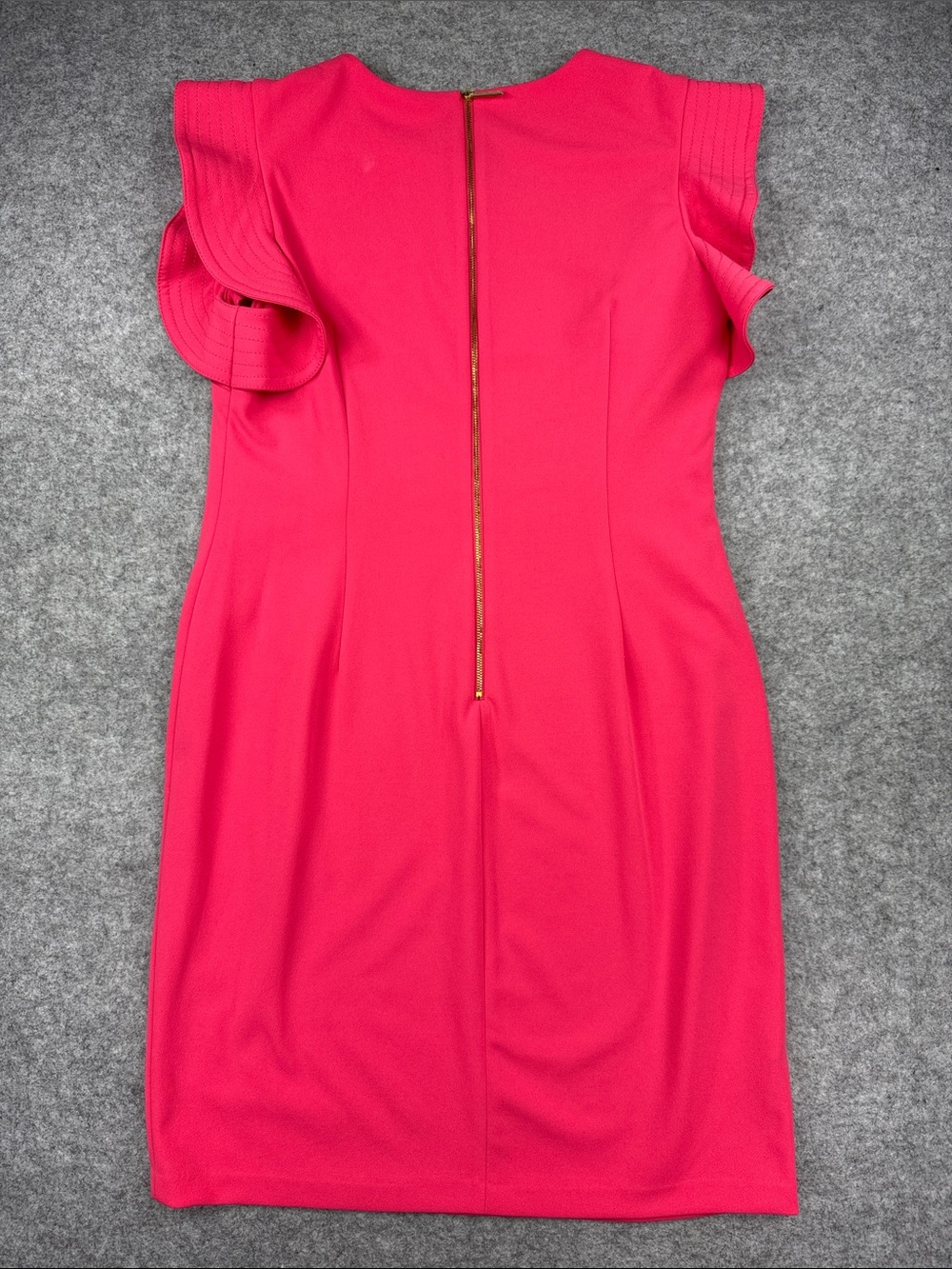 Calvin Klein Hot Pink Ruffled-Sleeve Midi Dress - Picture 6 of 6